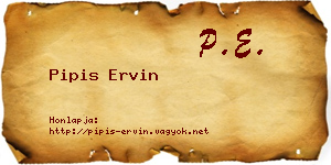 Pipis Ervin névjegykártya